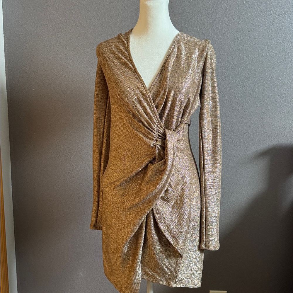 Trixxi | Women’s Metallic Bronze Dress | Size Small